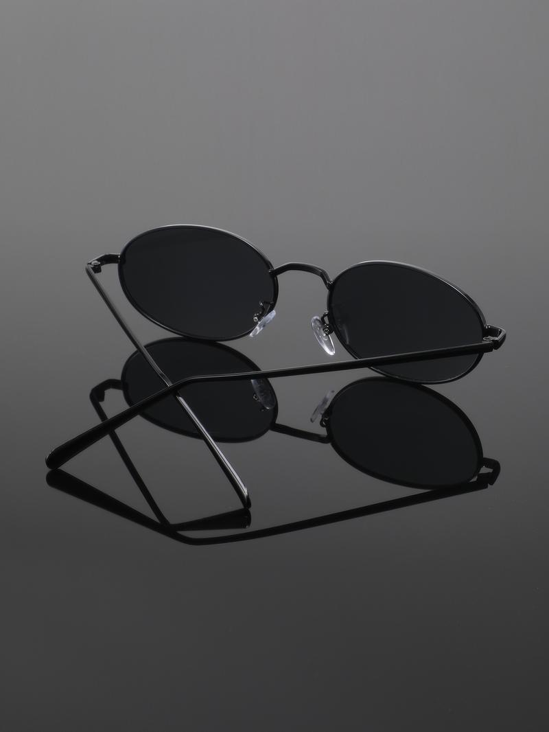 Men's Metal Oval Frame Trendy Fashion Retro Casual Glasses, Slim Design, Perfect for Daily Gatherings, Street Photography, Stylish