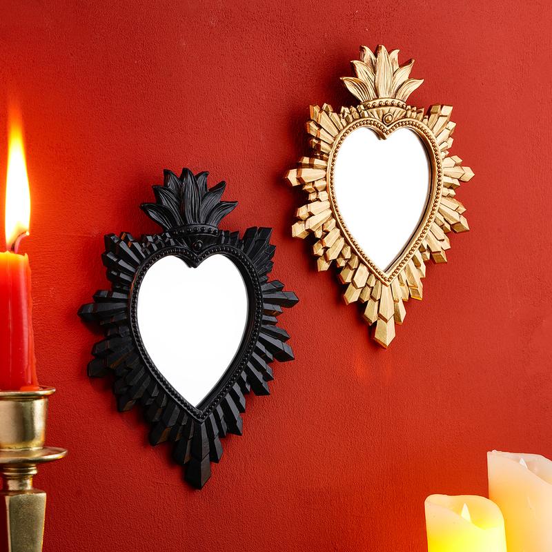 1PC, golden and black flame heart-shaped decorative pendant, resin material sacred heart decorative pendant, suitable for religious wall decoration, home wall decoration or photography prop decoration, theme party decoration #TOP PICKS