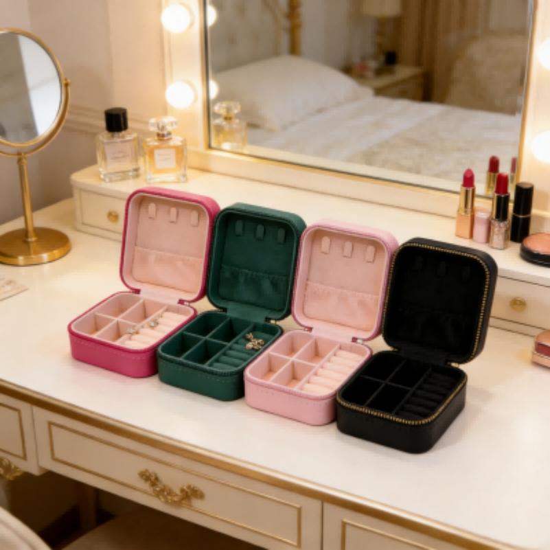 Luxury portable jewelry storage box, compact and delicate, easy to carry around. It is waterproof and dustproof to effectively protect your jewelry, very practical for travel, business trips and daily outings. It can store earrings, necklaces