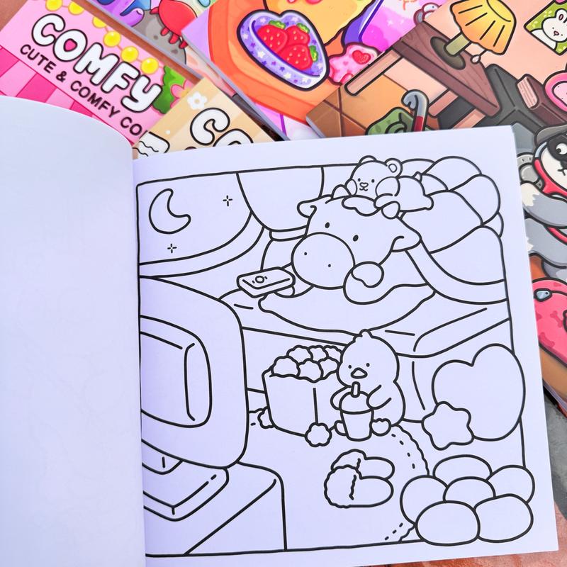 3/6-Piece Cute Theme Coloring Book Set, Stress Relief Coloring Gift Book for Kids, Ideal Art Supplies for Daily Drawing, Travel and Bedtime Activities