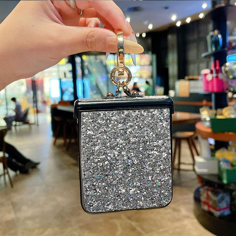 Luxurious shiny diamond rhinestone Glitter Ring Buckle Hard PC Phone Case For Moto Razr 50 60 Ultra 2025 + 2024 Protective 3-PIECE Back Cover