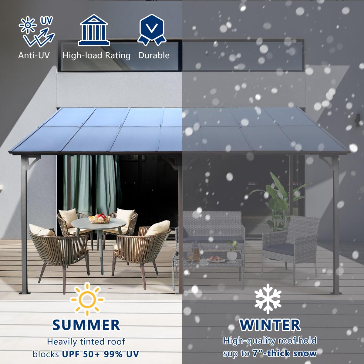 10' x 14' Outdoor Pergola Gazebo,Wall-Mounted Lean to Metal Awning Gazebo with Roof,Large Heavy Duty for Patio,Decks,Backyard 10' x 14' Outdoor Pergola Gazebo,Wall-Mounted Lean to Metal Awning Gazebo with Roof,Large Heavy Duty for Patio,Decks,Backyard