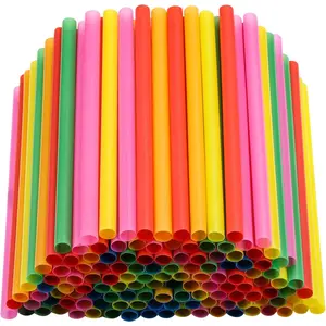 200PCS 8.3 inch Jumbo Smoothie Straws Colorful Disposable Plastic Large Wide-mouthed Straw