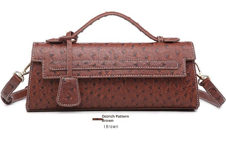 NOVEL Best-Selling New Arrival: Premium Ostrich-Print Handbag for Women, Luxury Niche Clutch, Unique Design, Retro Colors, Shoulder/Crossbody Bag, Elegant Evening Bag, Kelly Bag