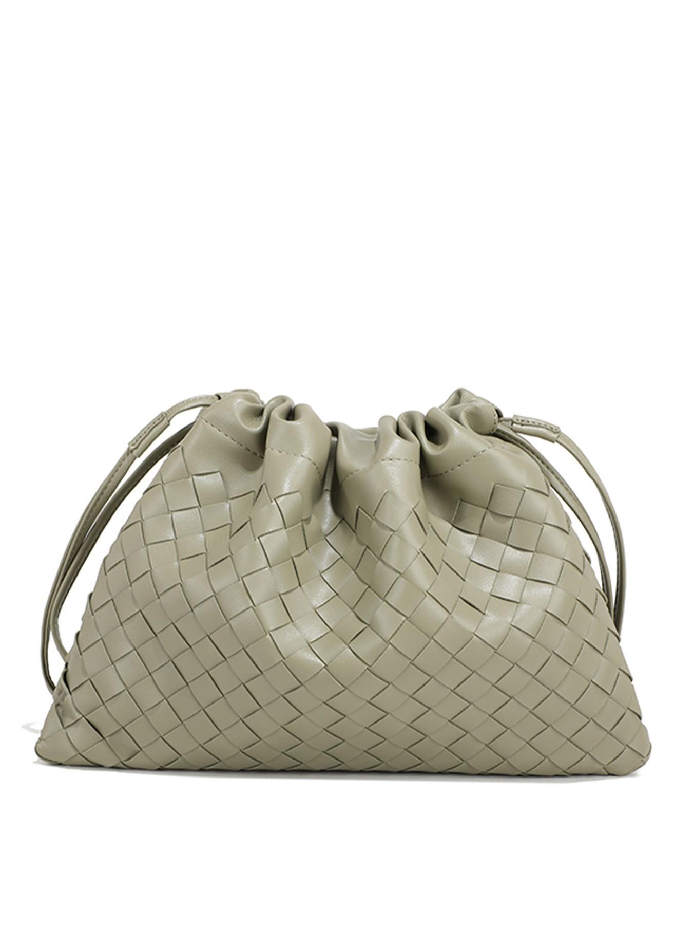 Meadow Cloud Bag, Relaxed Crossbody Small Bag, Underarm Shoulder Crossbody Woven Trash Bag, Drawstring Bag, Versatile Retro Woven Crossbody