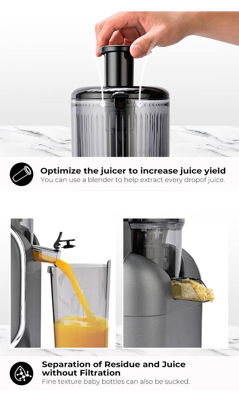SUSTEAS 5.3 juicer machine Crushes whole fruits, 90% yield. Heavy-duty metal, easy-clean design – perfect for cafes & healthy homes. Smoothie Blender XL Cold Press Apples