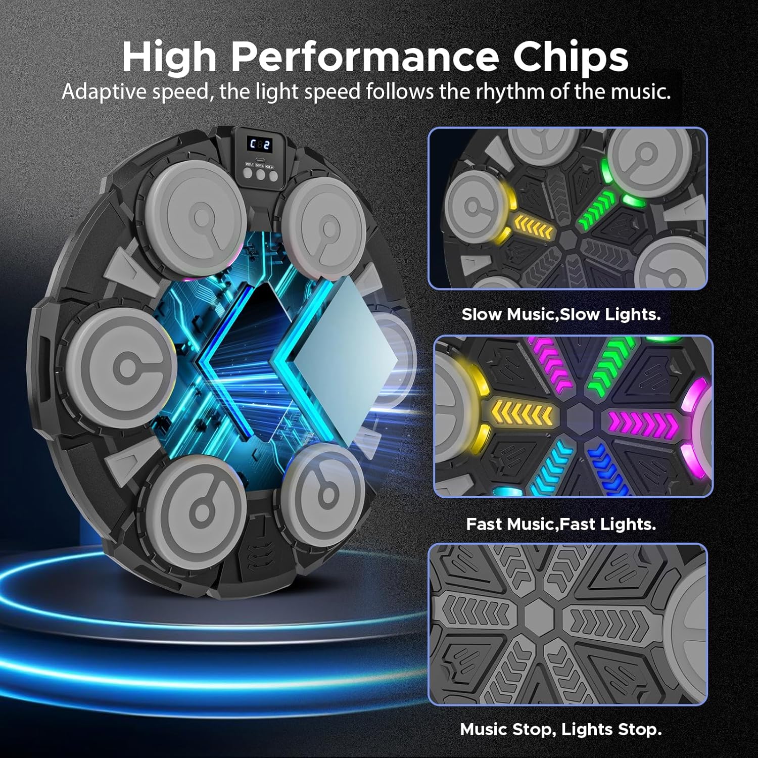 Smart Music Boxing Training Machine with Boxing Gloves, Smart Boxing Trainers, Ready to Train, Universal for Adults & Kids, LED Display with Real-Time Punch Data Feedback, Bluetooth Music Rhythm Sync, Wall-Mountable Space-Saving Design for Home & Gym Use