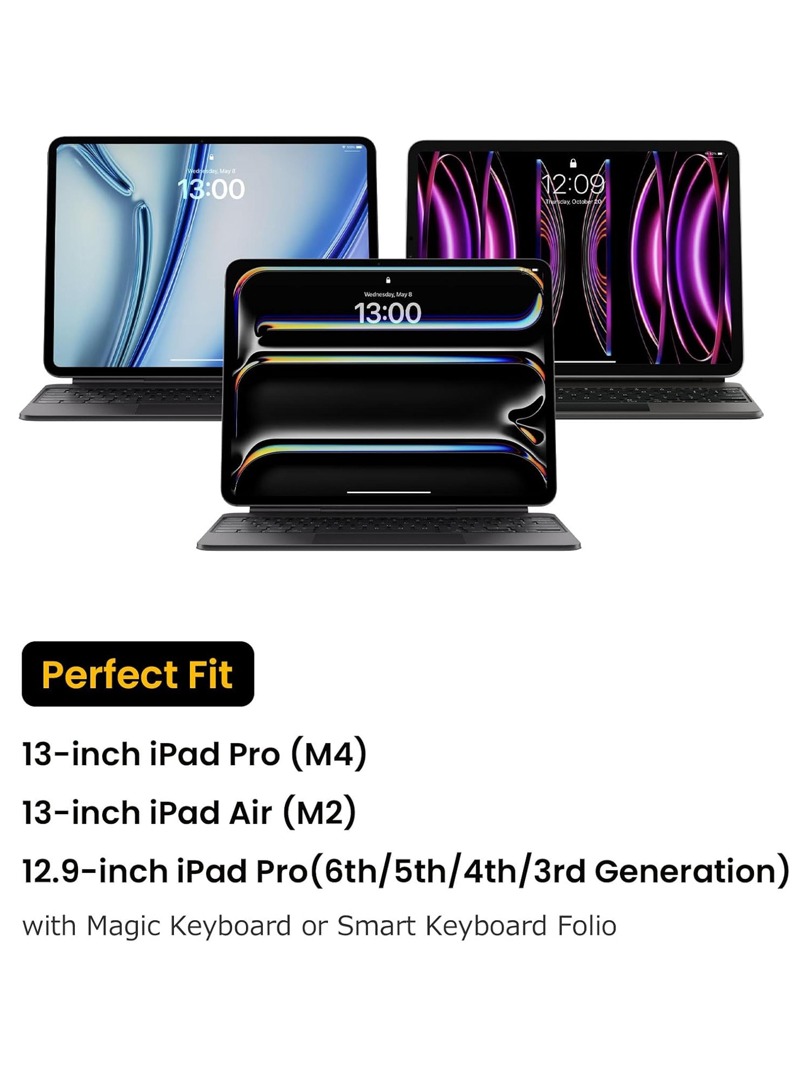 Portfolio Case for 2026 11/13 Inch iPad Air M4, M3&M2, iPad Pro M5/M4, 12.9'' iPad Pro M2/M1, Protective Sleeve with Accessories Pocket, Carrying Storage Bag for Pencil Pro/Adapter/Magic Keyboard