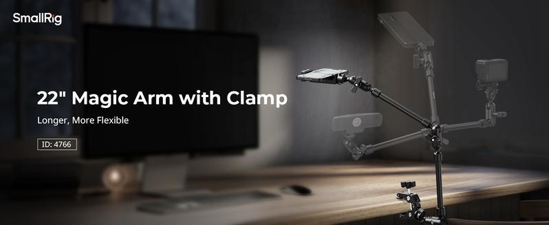 SmallRig Magic Arm w Clamp, Overhead Phone Mount, Flexible Desk Camera Mount & Clamp, Articulating Friction Boom Arm w Thread Adapter, for Light, Webcam, Mic, Action Camera,for Content Creators,Gimbal Stabilizer Tech Gimbal 4766