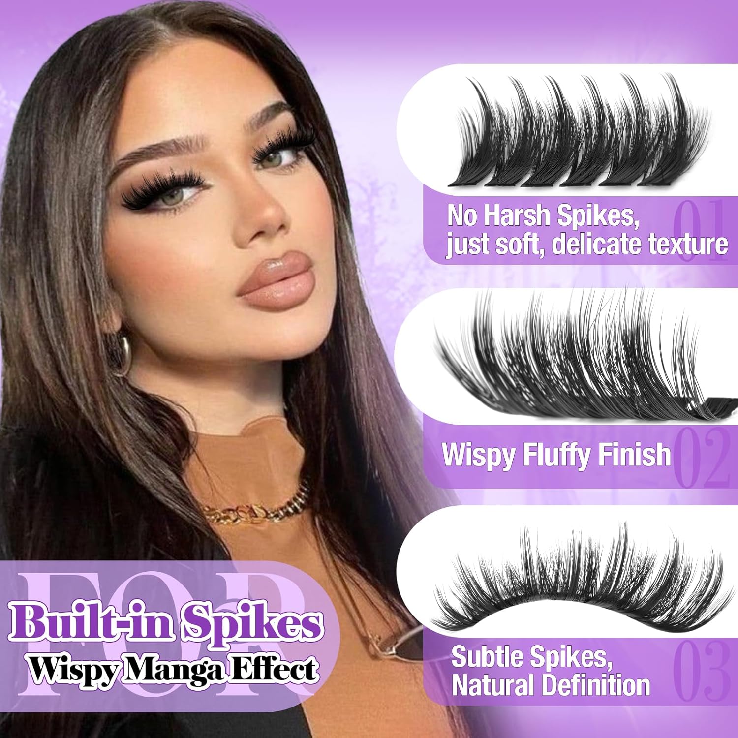 168 Spiky Lash Clusters, Dense Eyelash Clusters with Pointed Ends, Wispy Cluster False Eyelashes, 12-20mm D Curl, Fluffy Individual Lashes, Eyelash Extension