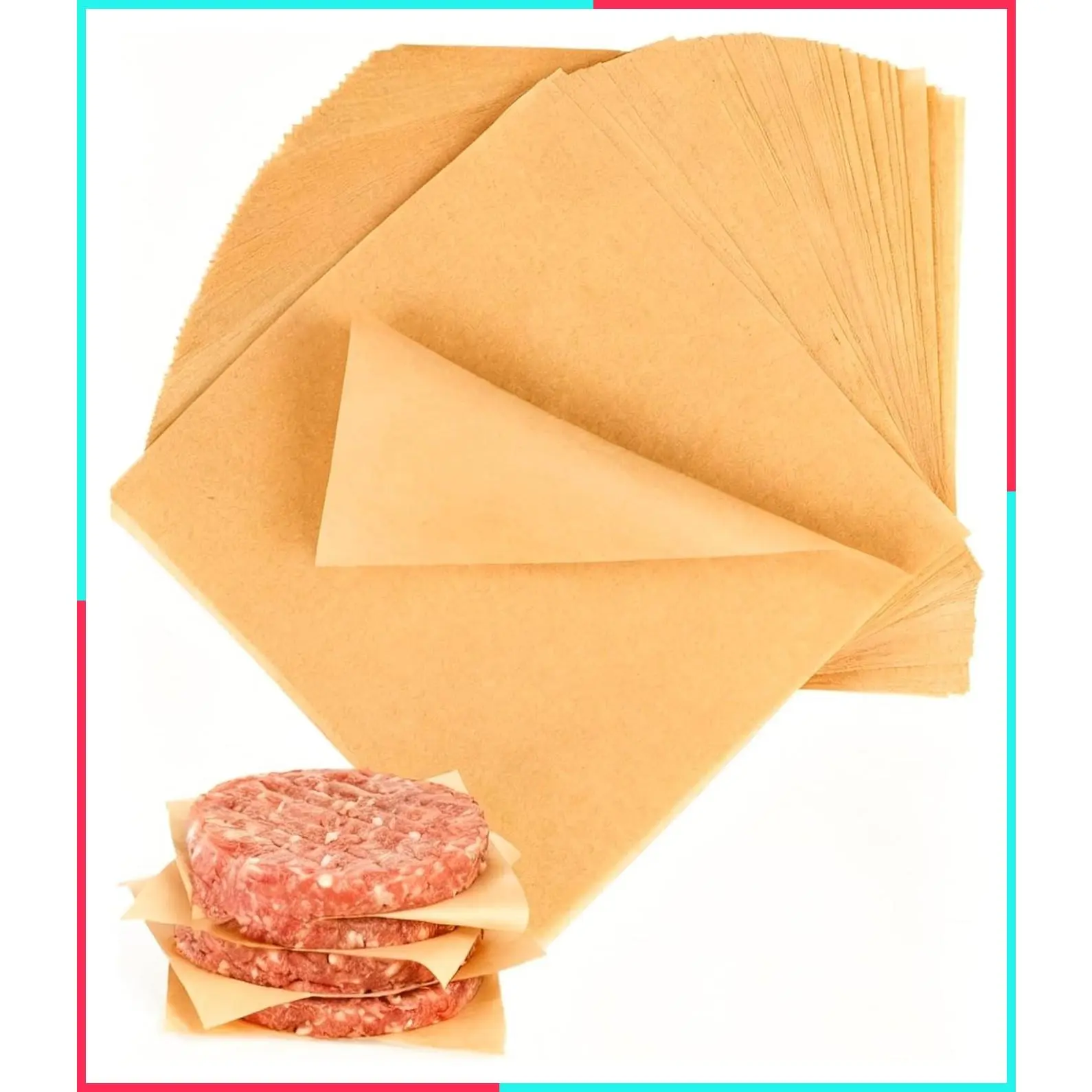 100 Pcs 6"x6" Non-Stick Hamburger Patty Paper Squares - Parchment Sheets for Burger Press, Baking, Freezing, Microwave & Oven Use
