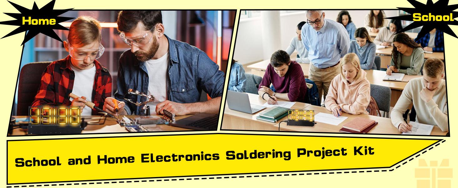 Soldering Practice Kit, 4-Bit Digital Clock Kit with Lighting Adjustment, Soldering Projects Alarm Clock DIY Electronic Kits for Adult Teens Learning Creative Present