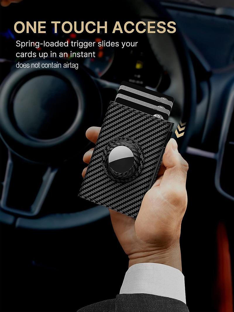 Men's Smart Wallet for AirTag: Leather/Carbon Fiber, RFID, Slim (9-14 Cards), ID/Cash Slot (AIRTAG NOT INCLUDED) wallet men Business Minimalist Bifold Men's Smart Wallet for AirTag: Leather/Carbon Fiber, RFID, Slim (9-14 Cards), ID/Cash Slot (AIRTAG NOT INCLUDED) wallet men Business Minimalist Bifold