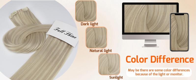 Full Shine Seamless Clip In Human Hair Extension Straight Hair 120g 8 Pcs Easy to Apply Natural Straight Remy Hairpiece