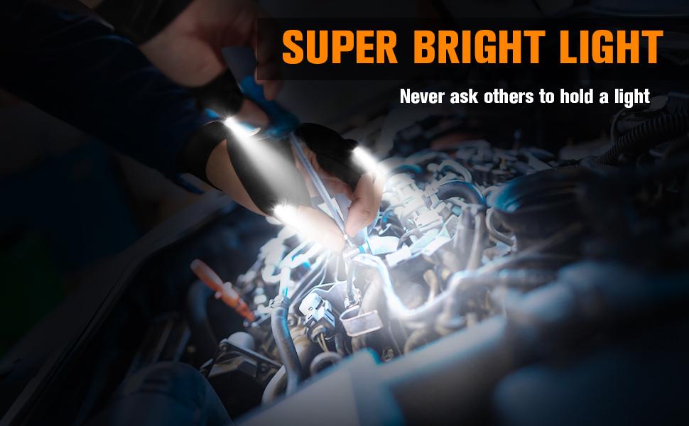 LED Flashlight Gloves, Gifts for Men Him Boyfriend Husband, Cool Gadget Finger Lights Waterproof for Camping Fishing Repairing, Fathers Day Christmas Birthday Gift