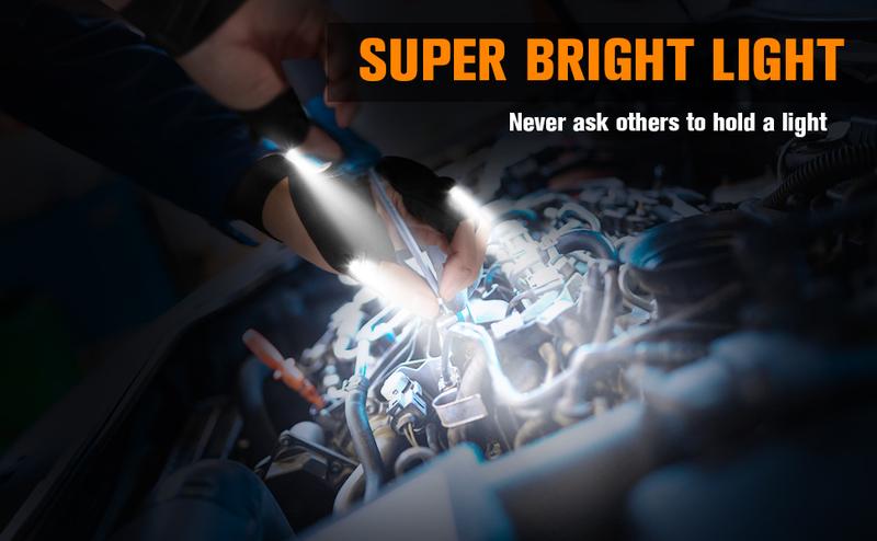 LED Flashlight Gloves, Gifts for Men Him Boyfriend Husband, Cool Gadget Finger Lights Waterproof for Camping Fishing Repairing, Fathers Day Christmas Birthday Gift