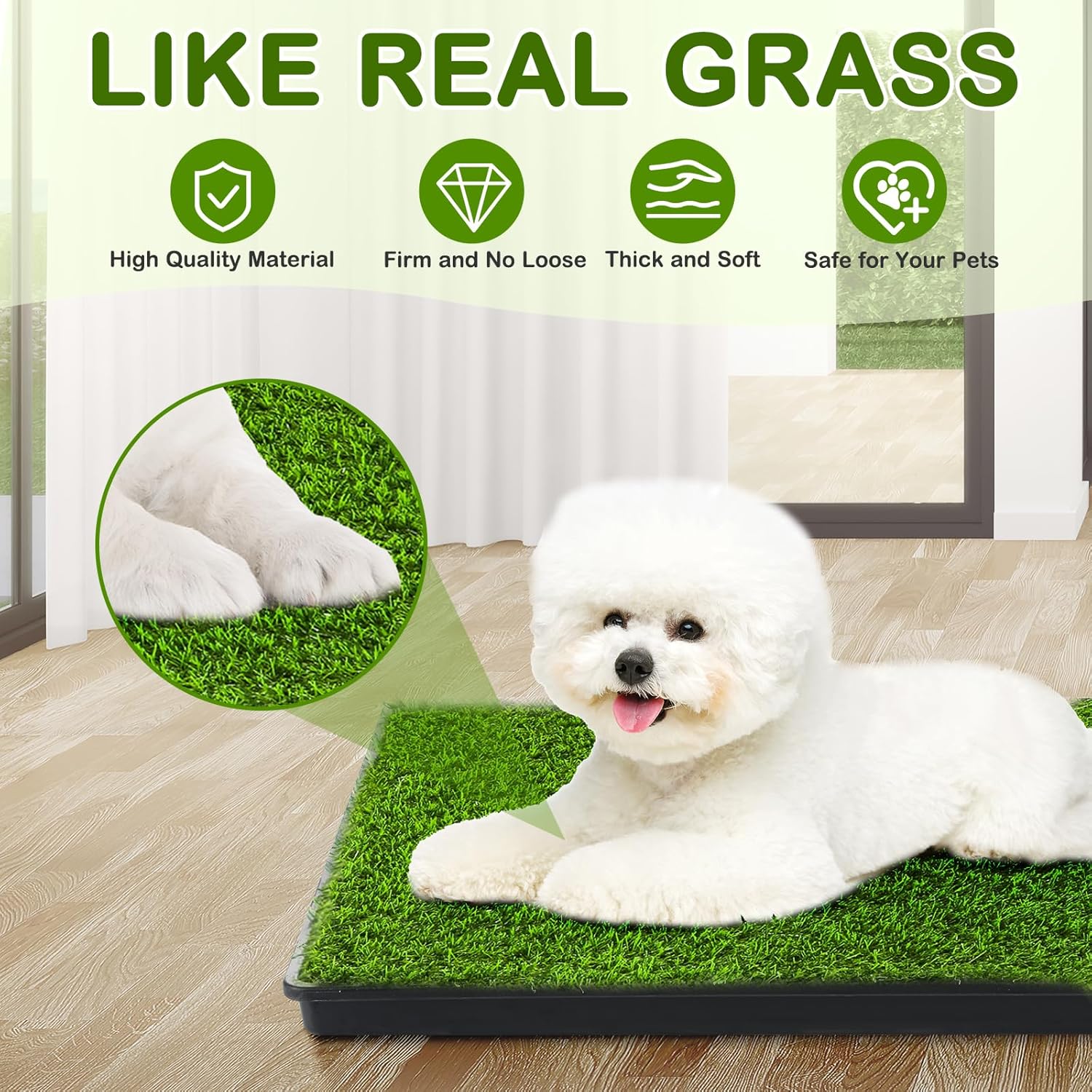 Grass Pad with Tray, 23''X17'' Small Artificial Turf Grass Potty,  Puppy Pee Pads for Dogs, Portable  Litter Box for Indoor/Outdoor Potty  Toilet
