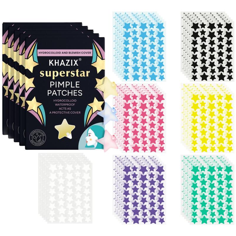Star Shaped Hydrocolloid Pimple Patches, 1400pcs/set Mixed Color Acne Cover Patches, Skin Care Products for All Skin Types Super Patch