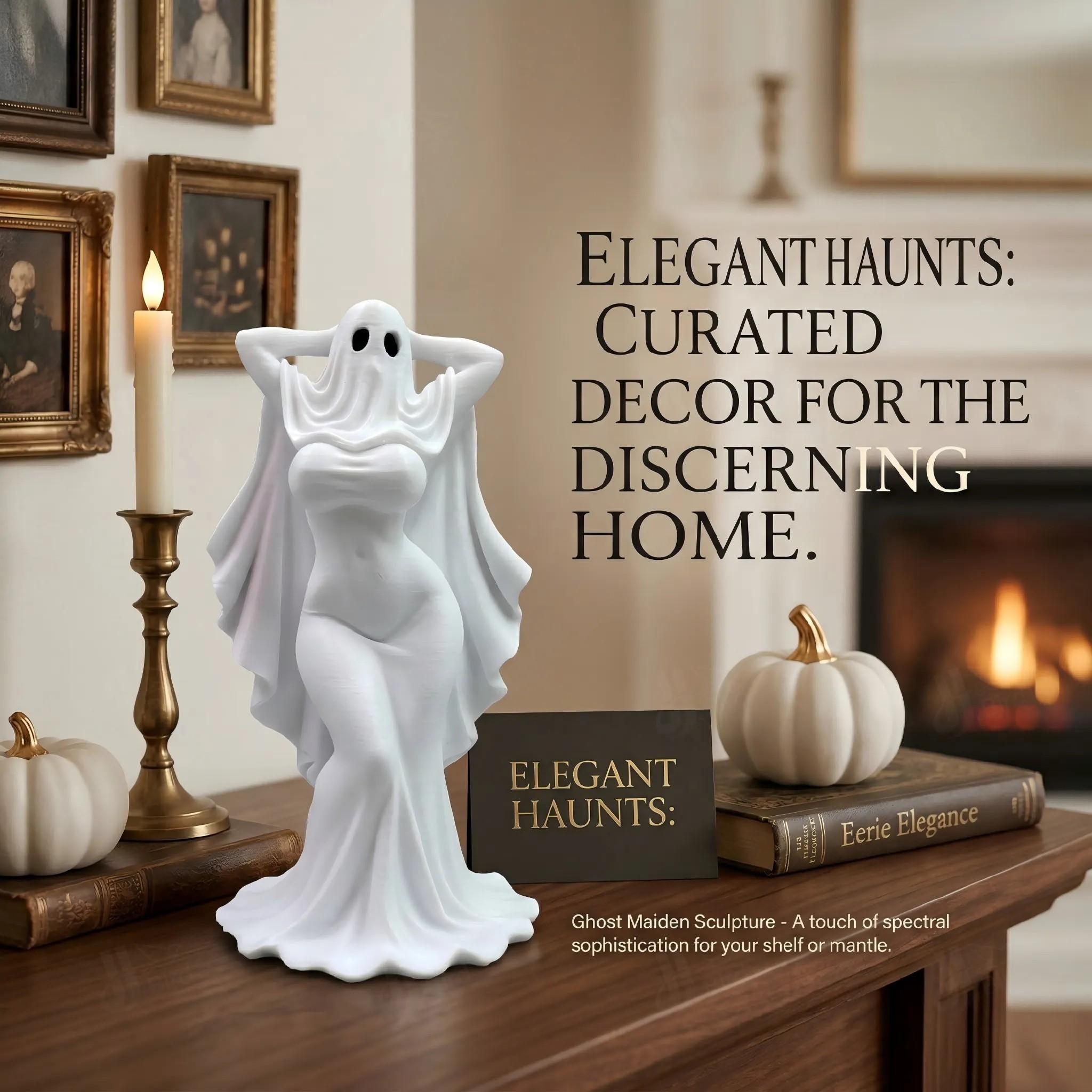 Gothic Style Ghost Girl Figurine, Collectible Handmade Decorative Ornament, Creative Art Display Piece for Home Office Decoration