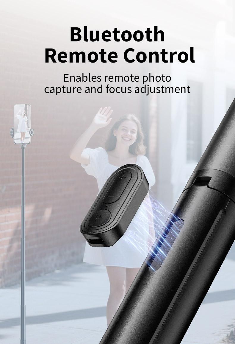 68inch Portable Selfie Stick Tripod,  Automatic Unfolding Design, One Click Open Tripod, 1.75m extendable selfie stick,  with bluetooth remote control for iPhone & Android