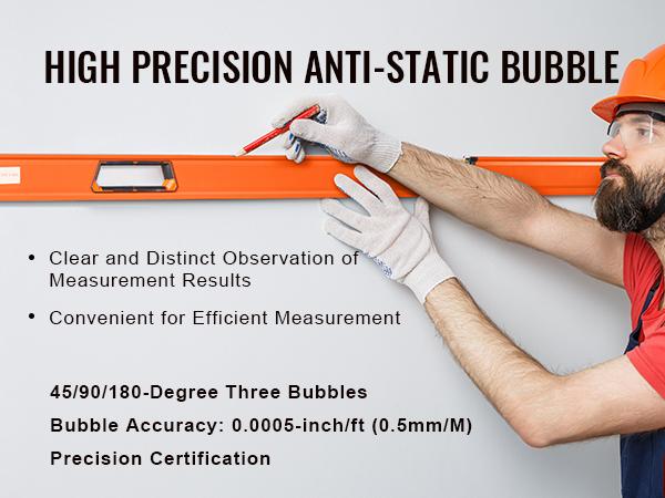 VEVOR Magnetic Torpedo Level, 78/48/32/24/16/10 in Mechanical Level Set, Bubble Vials Ruler for 45/90/180 Degree, Aluminum Alloy Leveler Tool w/ Viewing Window, Shock-Resistant for Plumbing, Wood