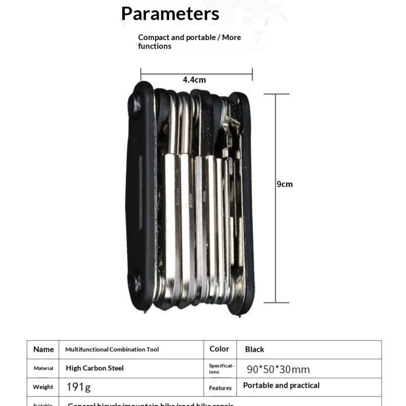 Bicycle Repair Tool Set, Portable Multi-Function Folding Bike Maintenance Kit, Tire Patch Tools, Wrench Set for Cycling Accessories
