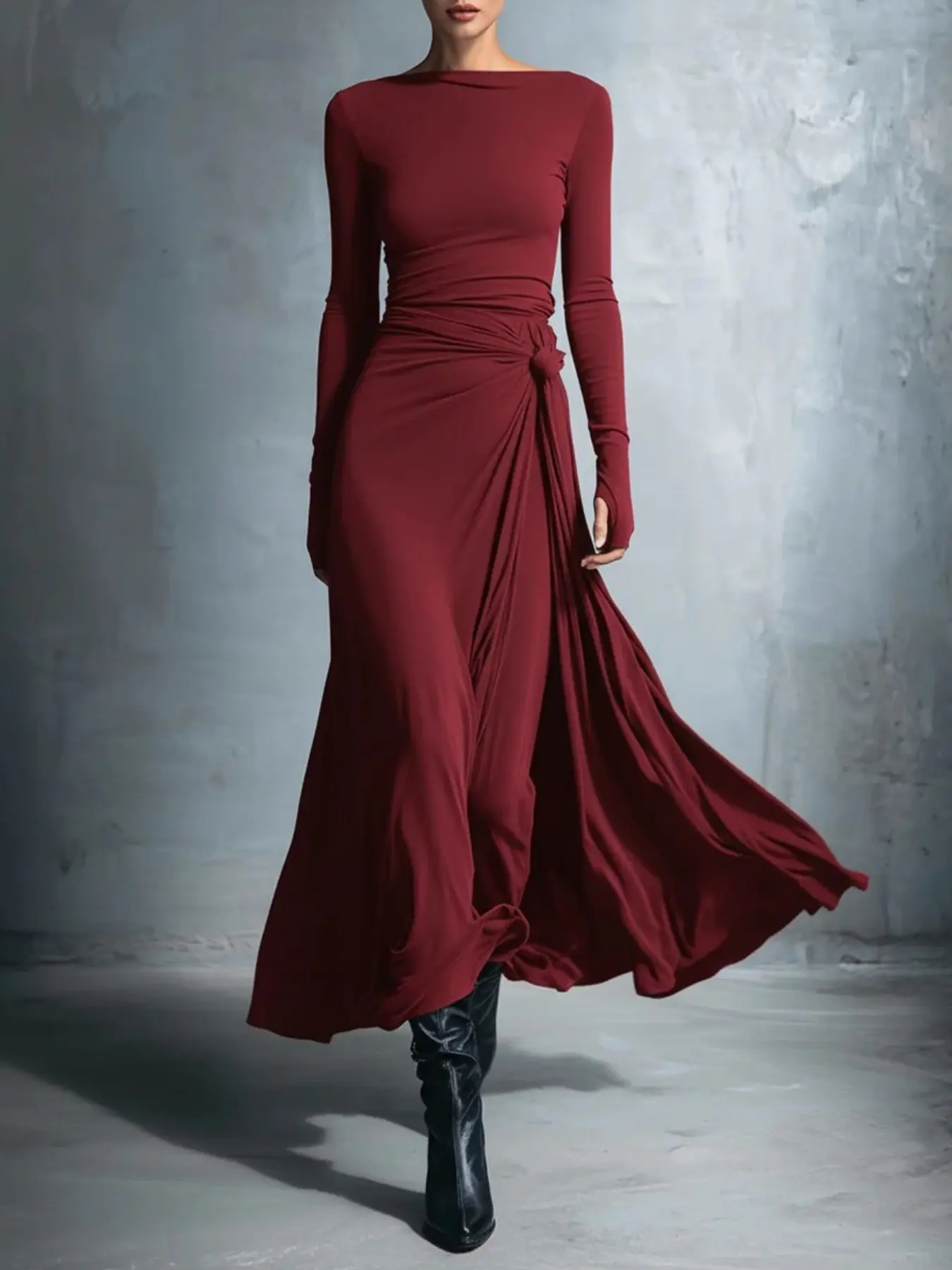 Elegant Wrap Dress for Women, Long Sleeve Slim Fit, Autumn Winter 2026 New Arrival, Chic and Fashionable, Perfect for Special Occasions
