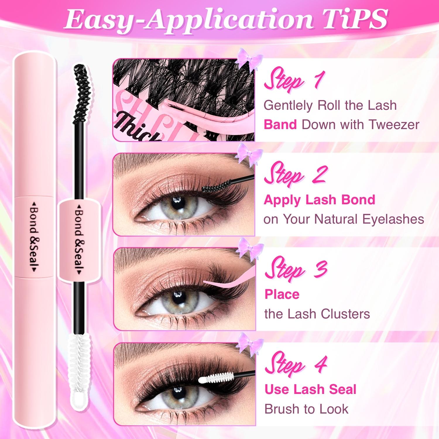 Lash Clusters Kit 60D 80D Individual Lashes, D Curl 9-16mm, Thick False Eyelashes, Nature Look, Soft and Lightweight, Easy to Use at Home