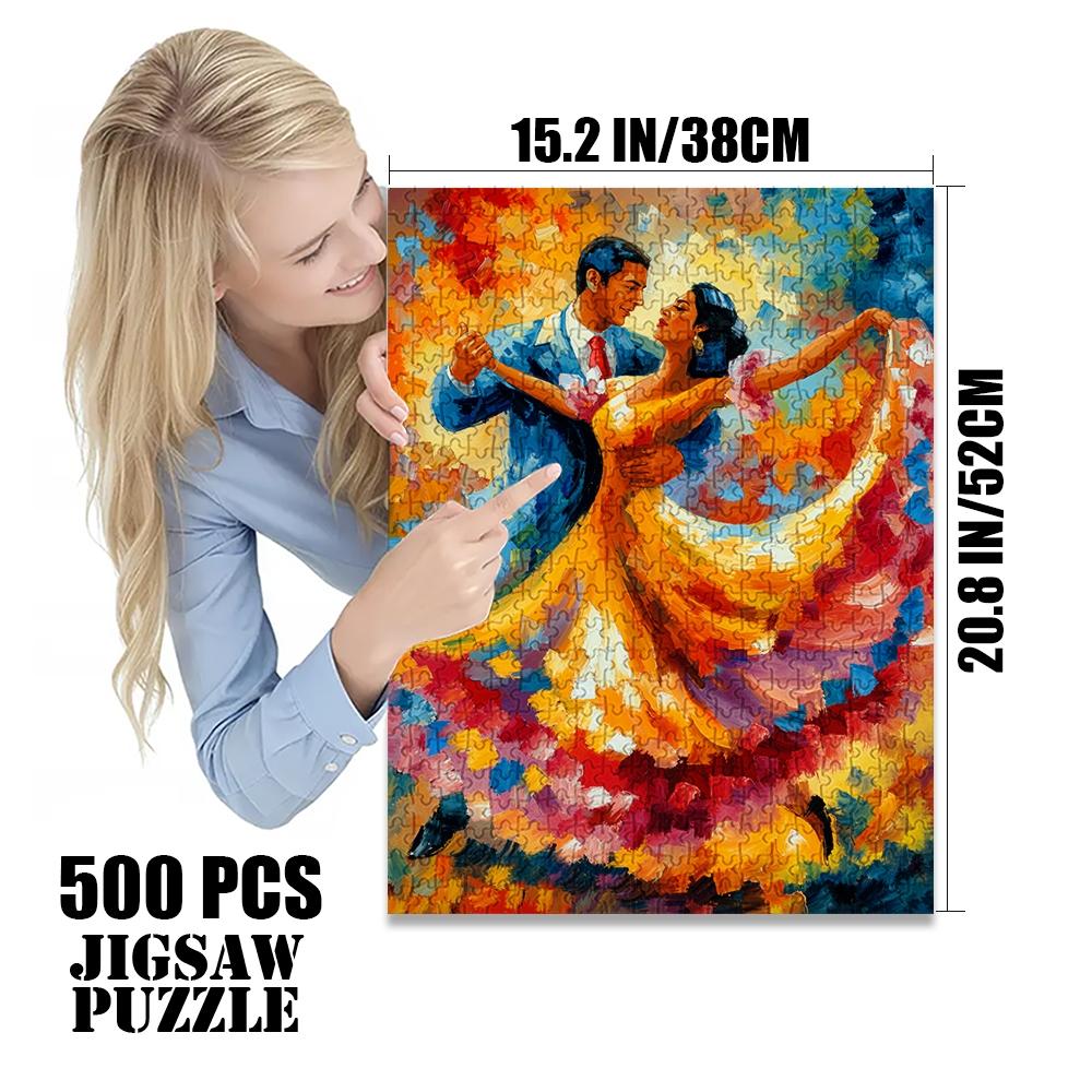 1pc 1000 piece adult puzzle 70x50cm Couple Dancing in Vibrant Colors500 pieces of paper jigsaw puzzle, suitable for adults and families, large-scale DIY puzzle interactive toy games, birthday holida