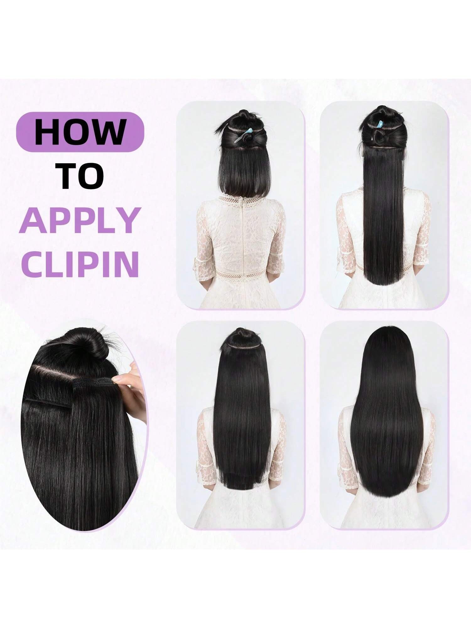 Clip in Hair Extensions Real Human Hair, 18 Inch 100g/3.6oz  display picture 1