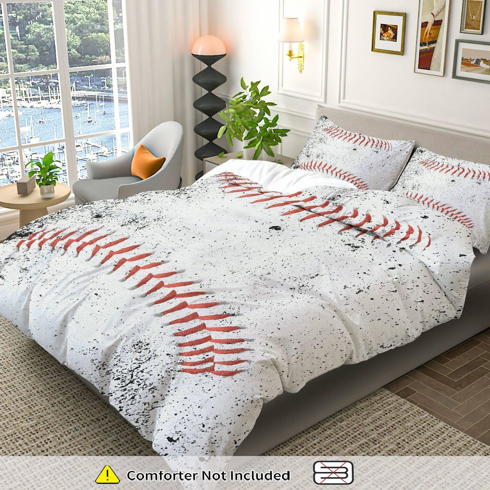 Baseball-Themed Printed Bedspread Set, Soft & Comfortable Bed3-piece baseball-themed printed bedspread set (1 bedspread + 2 pillowcases, without core), soft and comfortableding, Includes 1 Bedspread & 2 Pillowcases, Ideal for Bedroom Dorm Guest Room Decor