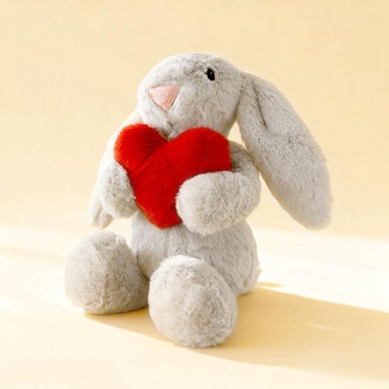 Cute Rabbit Plush Toy, Handheld Heart Soft Bunny Doll, Perfect Gift for Valentine's Day, Anniversary & Birthday, Huggable Stuffed Animal-Gift for Grandma