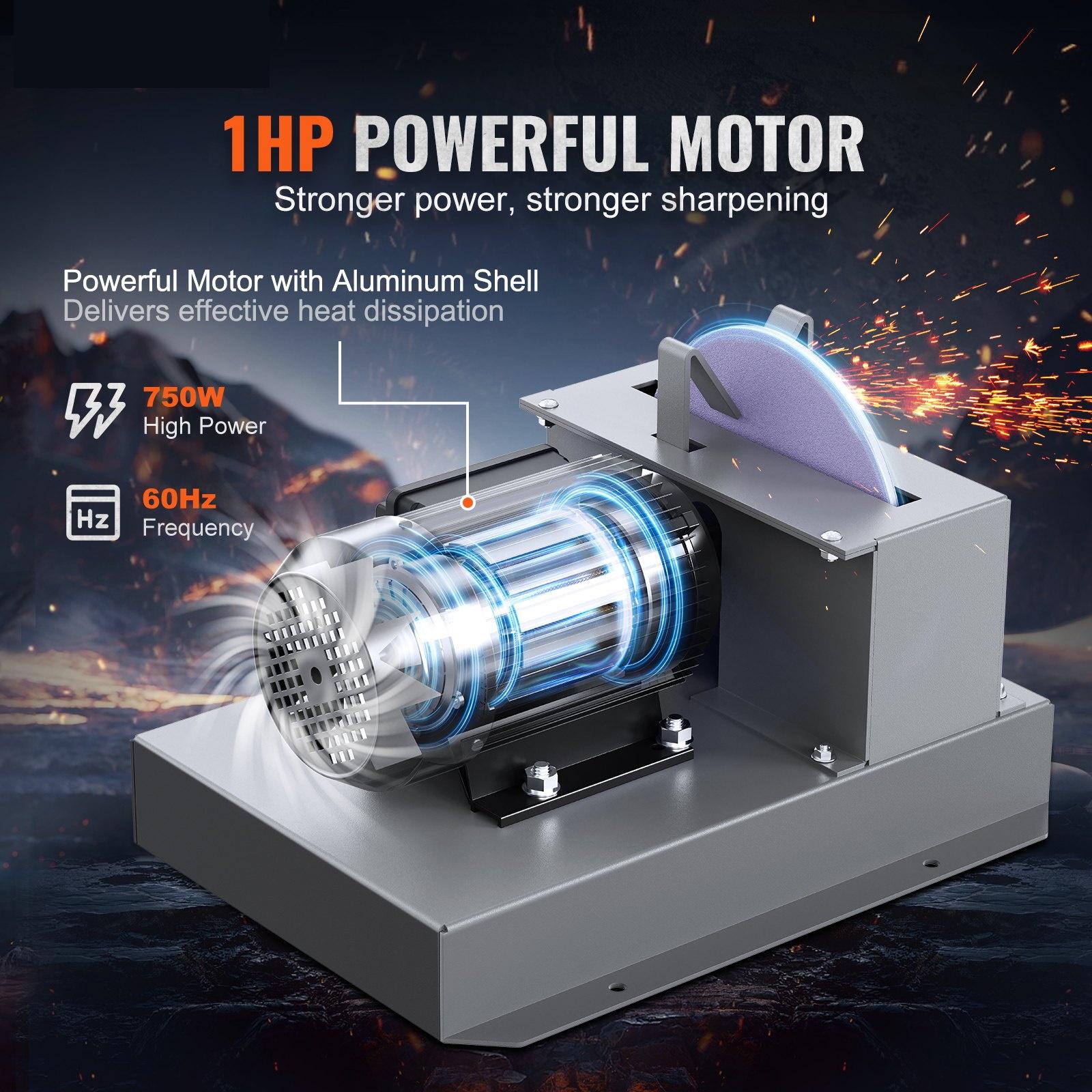 2/3HP 500W & 1HP 750W Lawn Mower Blade Sharpeners, 7/9-inch Ceramic Grinding Wheel, Powerful Bench Sharpening Machines for High/Low Lift, Gator, & Flat Blades