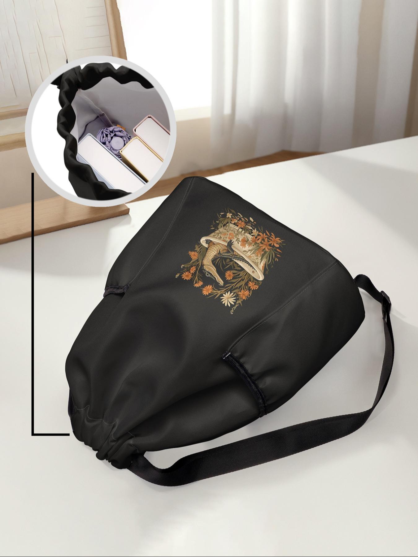 Crocodile Pattern Drawstring Backpack, Large Capacity Durable Gym Bag, Adjustable Straps, Sporty Beach Bag for Men & Women, Casual Sports Bag