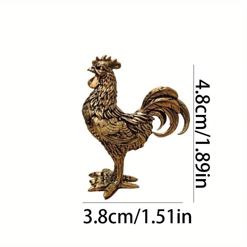 Small Vintage Brass Rooster Statue, Detailed Decorative Chicken Figurine, Perfect for Bedroom and Living Room, Holiday Home Decoration
