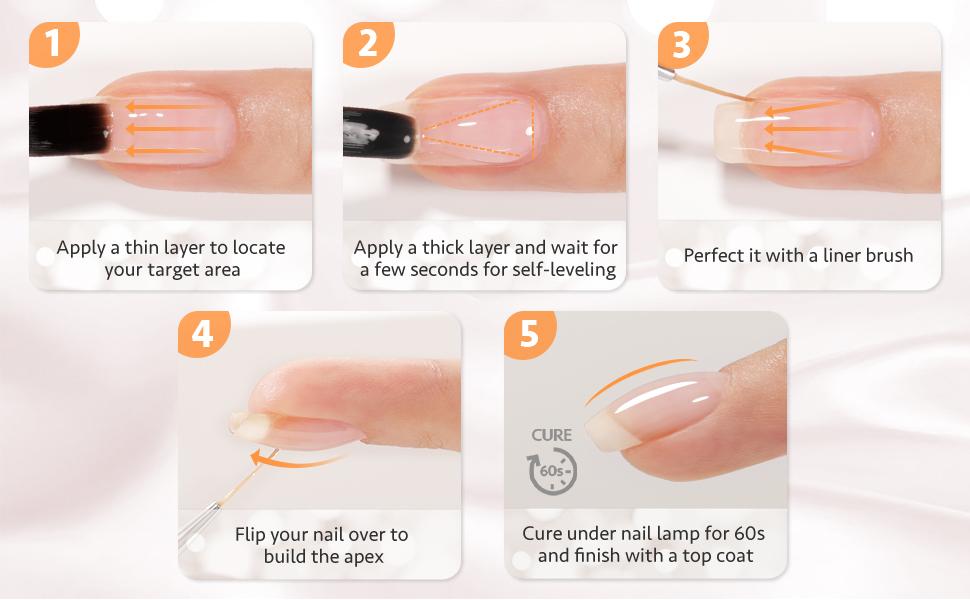 GAOY Builder Gel Set for Nails, Milky White Pink Nude Sheer Jelly Nail Strengthener, Soak Off Nail Extension Hard Gel, Rose Jelly, Base Coat Top Coat Needed Uv Manicure nails