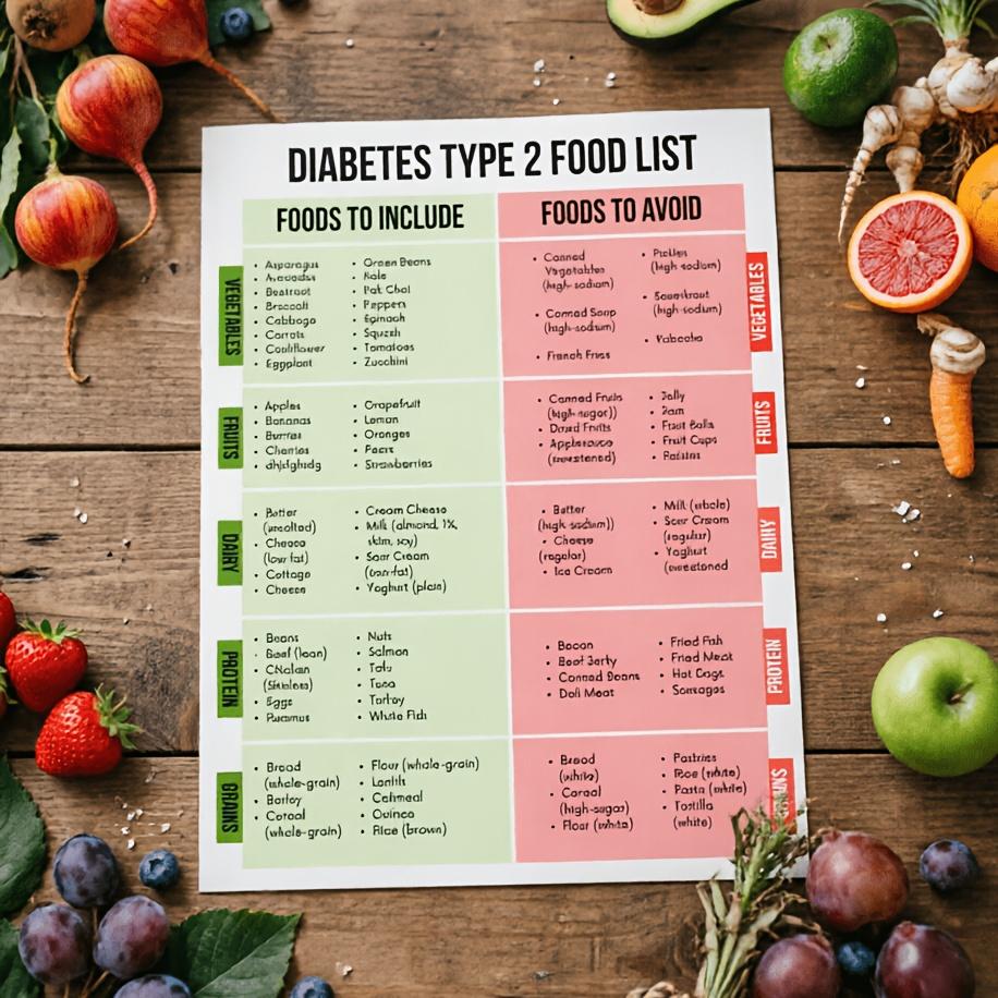 Diabetes Food List Poster, Diabetes Diet Chart, Shopping List, Nutritional Guide, Party Activity Supplies, Dietary Plan