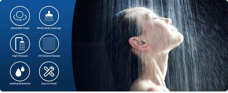 Hibbent Thickness Metal Rain Shower Head, 12 Inch High Pressure Shower Heads, Square Large Bathroom Rainfall Shower Head with Adjustable Brass Ball Joint, Waterfall Full Body Coverage, Chrome Hibbent Thickness Metal Rain Shower Head, 12 Inch High Pressure Shower Heads, Square Large Bathroom Rainfall Shower Head with Adjustable Brass Ball Joint, Waterfall Full Body Coverage, Chrome