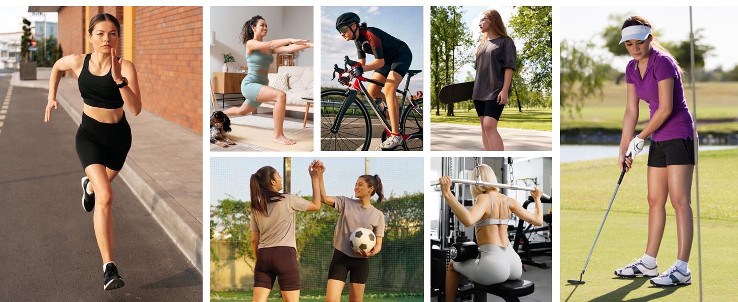 6 Packs Womens Biker Shorts with Pocket, 5 Inch High Waisted Tummy Control Spandex Yoga Workout Shorts