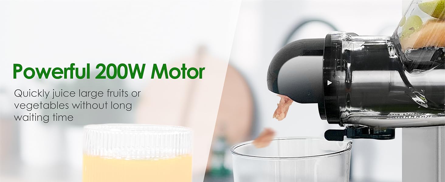 Cold Pressed Juicer Machines, Masticating Slow Juicer with 3-inch Wide Feed Chute, Celery Juicer, Juice Extractor with Dual Speed Mode, BPA-Free