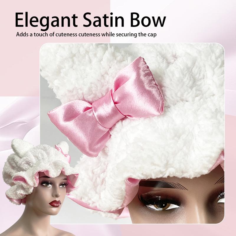 Luxury Kitty Teddy Bonnet -Adjustable, Comfortable Stylish,Daily Hair Care and Protection with SatinLining & Cute Ears,No Frizz All ComfortStylish Curl Protection for Daily Hair Care Durable Halloween hair bonnet