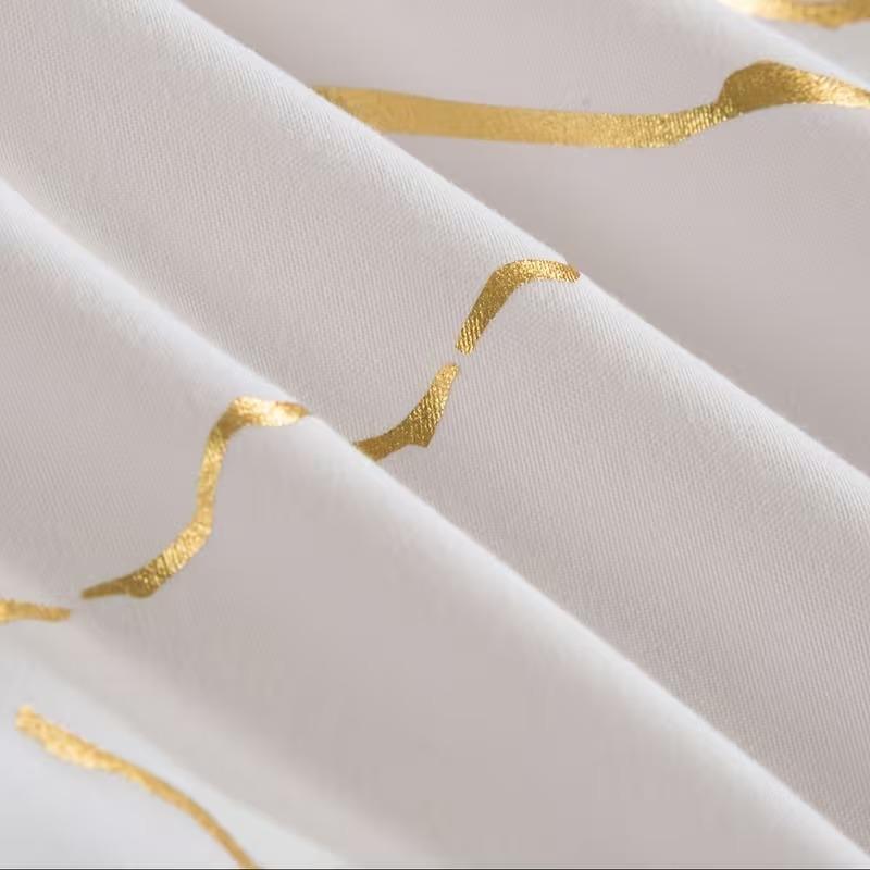 3pcs Classic Gold Texture Digital Print Modern Bedding Set (1 Sheet + 2 Pillowcases), Soft Comfortable Fabric, Suitable for Bedroom & Hotel Dorm