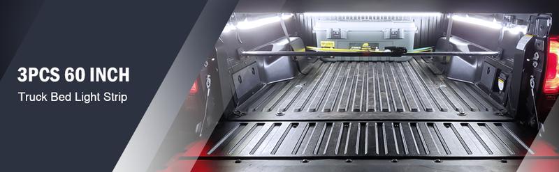 Nilight 3PCS 60 Inch Bed Light Strip 270 LED with On/Off Switch Blade Fuse Splitter Extension Cable for Cargo Pickup Truck SUV RV Boat Lighting