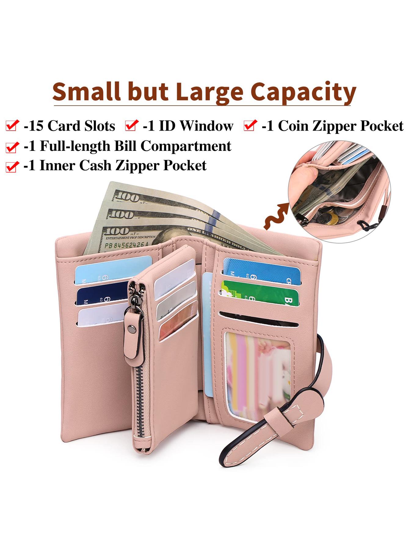 Multifunctional Plain Short Wallet, Vintage Coin Purse with Card Slots, ID Window, Zipper Pocket, Card Holder Organizer, Christmas Gift, Valentine's Day Gift, Ideal Gift