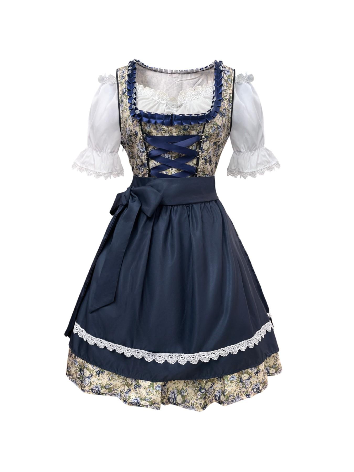 German Munich Beer Festival Women's Costume, Bavarian National Uniform Dress, Slim-Fitting Solid Pattern, All Seasons Performance Wear