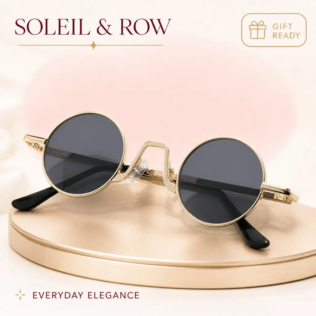 Unisex Retro Round-Shape Small Frame Sunglasses, Stylish Party Wear Fashion Eyewear