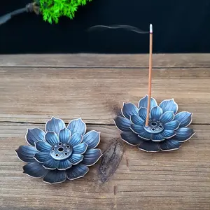 Lotus Incense Holder, Elegant with Golden Accents, Zen-Inspired Metal Diffuser Fragrance for Home Decor Meditation and Yoga, Perfect for Christmas Halloween Easter Thanksgiving and Hanukkah