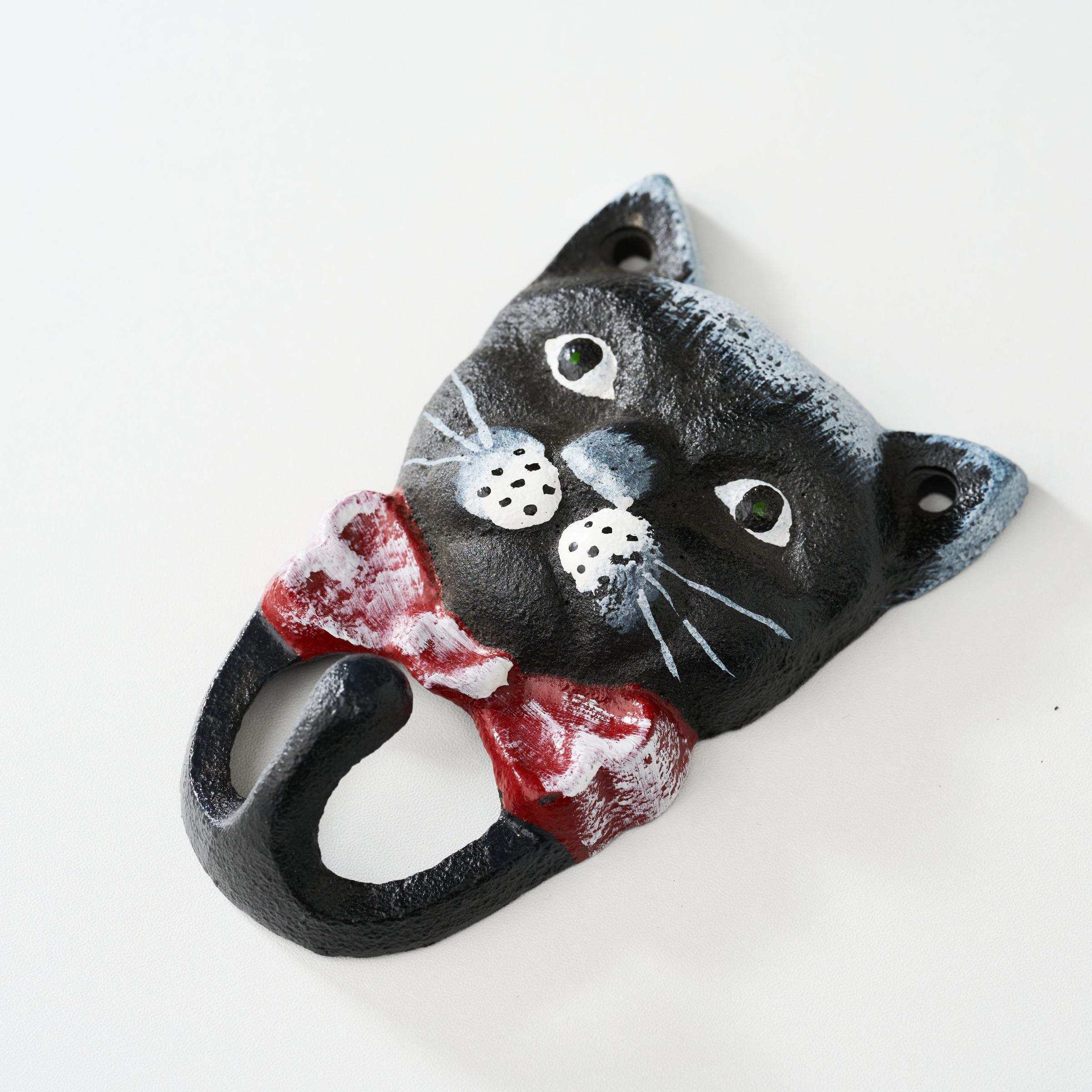 Vintage Cast Iron Cat Hook, Entryway Key Holder, Cute Bow Tie Cat Decorative Coat Hanger, Pet Leash Hanging Hook