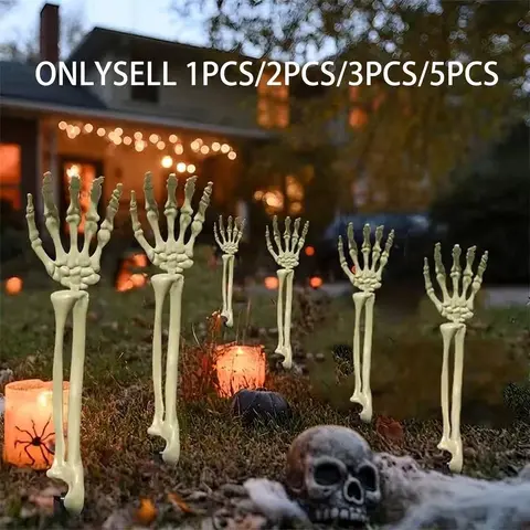 Halloween Decorations Realistic Hand Bone Skeleton, Halloween Yard Stake Ghost Hands Props, Spooky Party Supplies for Outdoor Decoration