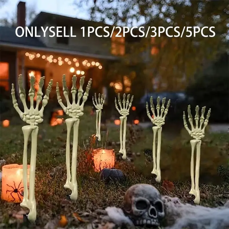 Halloween Decorations Realistic Hand Bone Skeleton, Halloween Yard Stake Ghost Hands Props, Spooky Party Supplies for Outdoor Decoration